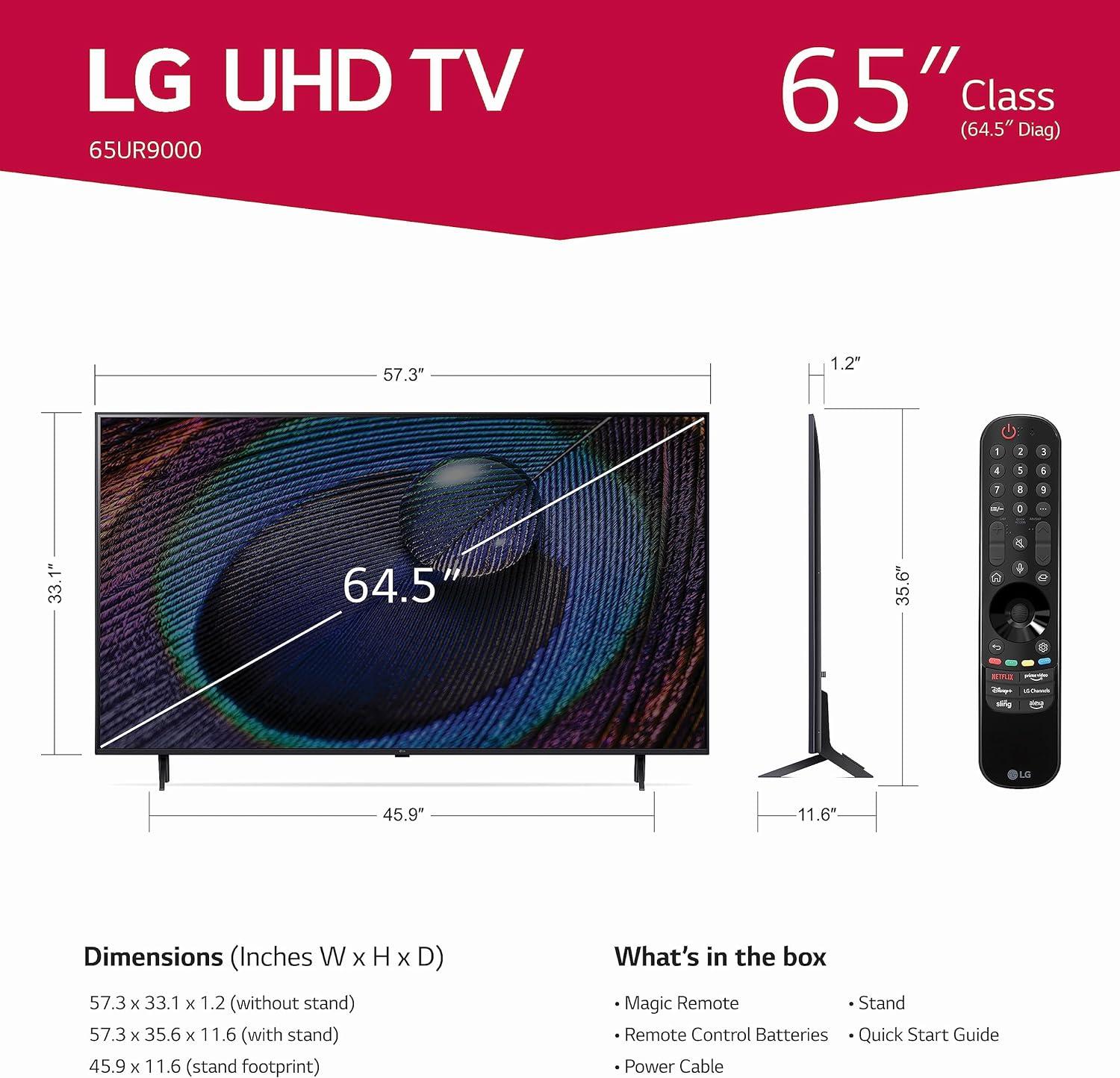 imageLG 55Inch Class UR9000 Series Alexa Builtin 4K Smart TV 3840 x 2160Bluetooth WiFi USB Ethernet HDMI 60Hz Refresh Rate AIPowered 4K65 inch