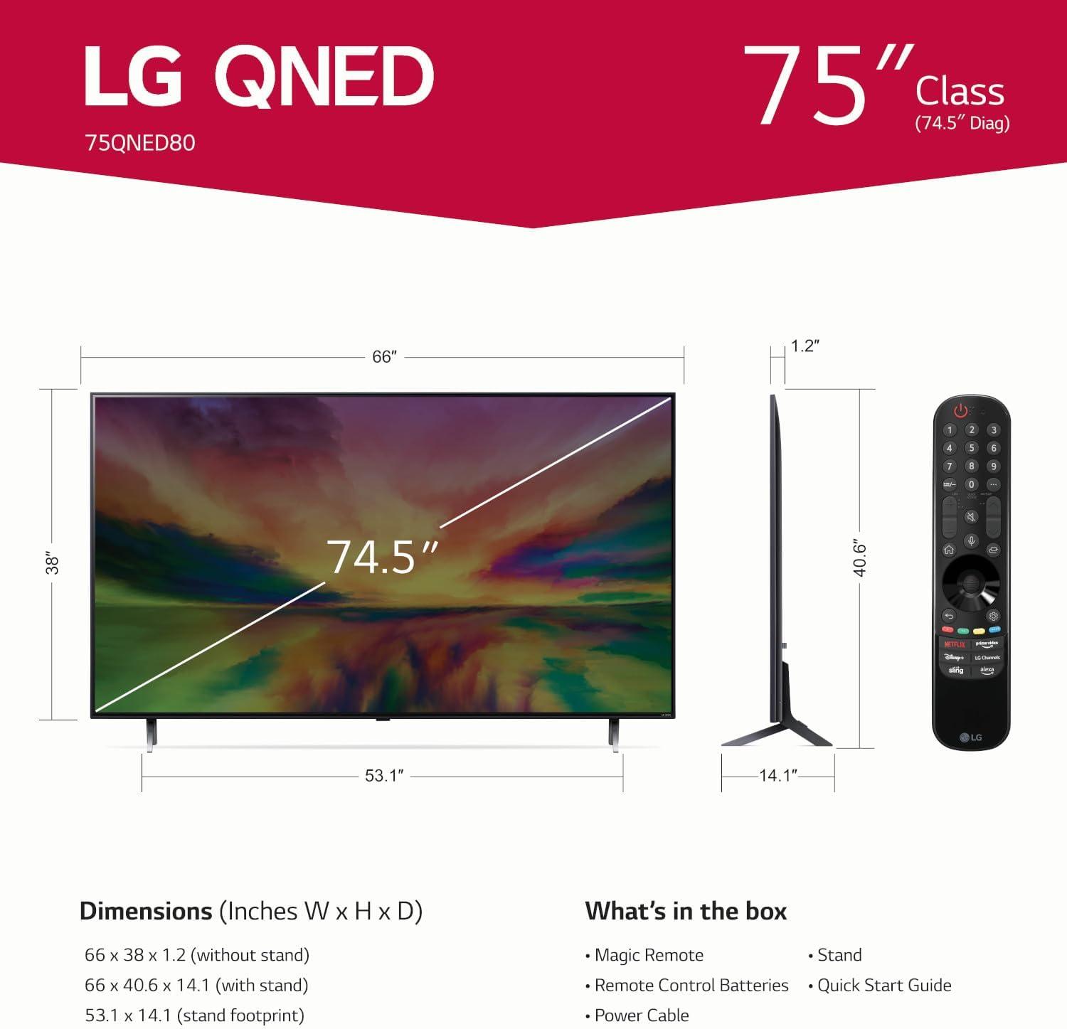 imageLG 75 inch Class TV URA Series QNED80 4K UHD TV75 inch