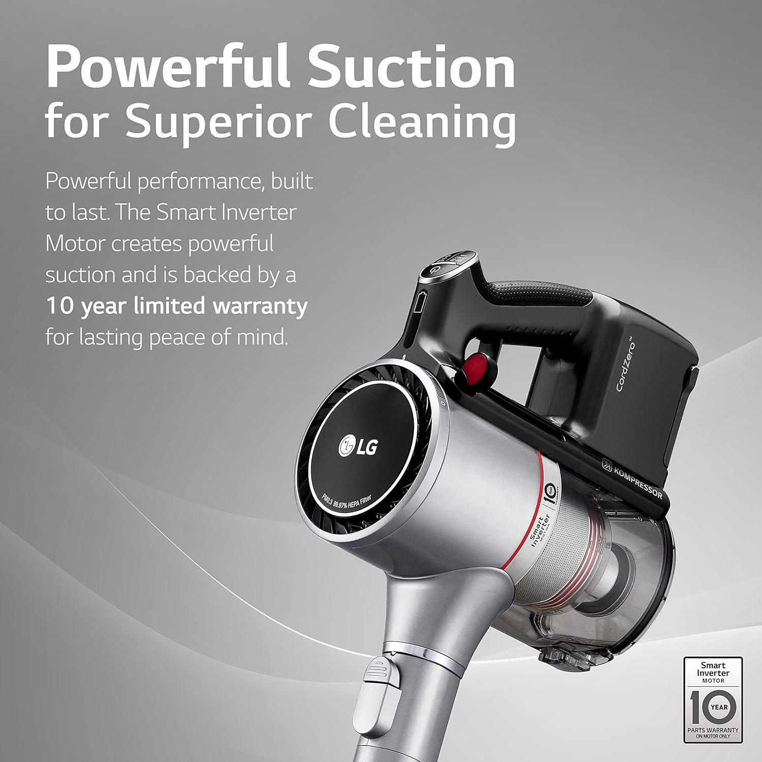 imageLG CordZero A925  Cordless Stick Vacuum Cleaner 120 Minute Runtime wExtra Rechargeable Battery Dual Floor Max 2024 Update Lightweight Cleans Carpet Hardwood Pet Hair Portable Charging Stand