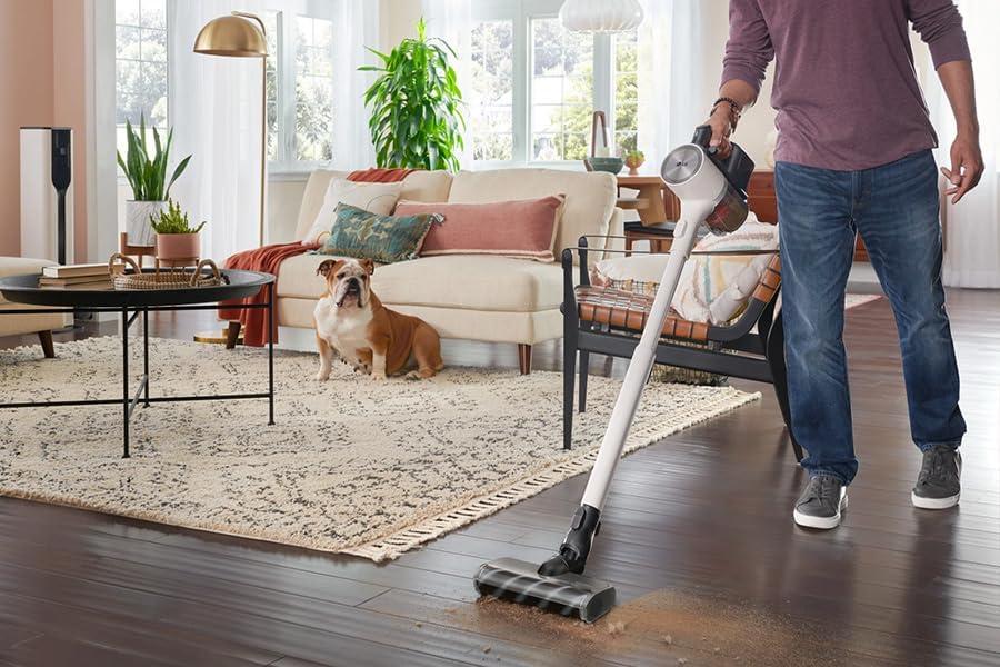 imageLG CordZero A937  Cordless Stick Vacuum Cleaner with AutoEmpty Base 120 Minute Runtime wExtra Rechargeable Battery Dual Floor Max Lightweight Powerful Cleaning for Carpet Hardwood Pet HairSand Beige A939kbgs