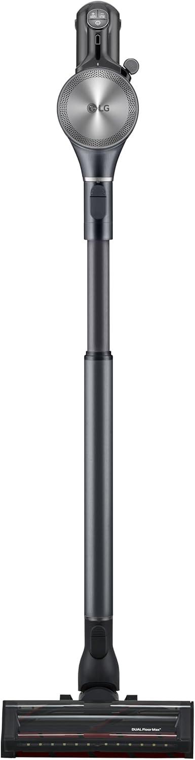imageLG CordZero A937  Cordless Stick Vacuum Cleaner with AutoEmpty Base 120 Minute Runtime wExtra Rechargeable Battery Dual Floor Max Lightweight Powerful Cleaning for Carpet Hardwood Pet HairIron Grey A937kgms