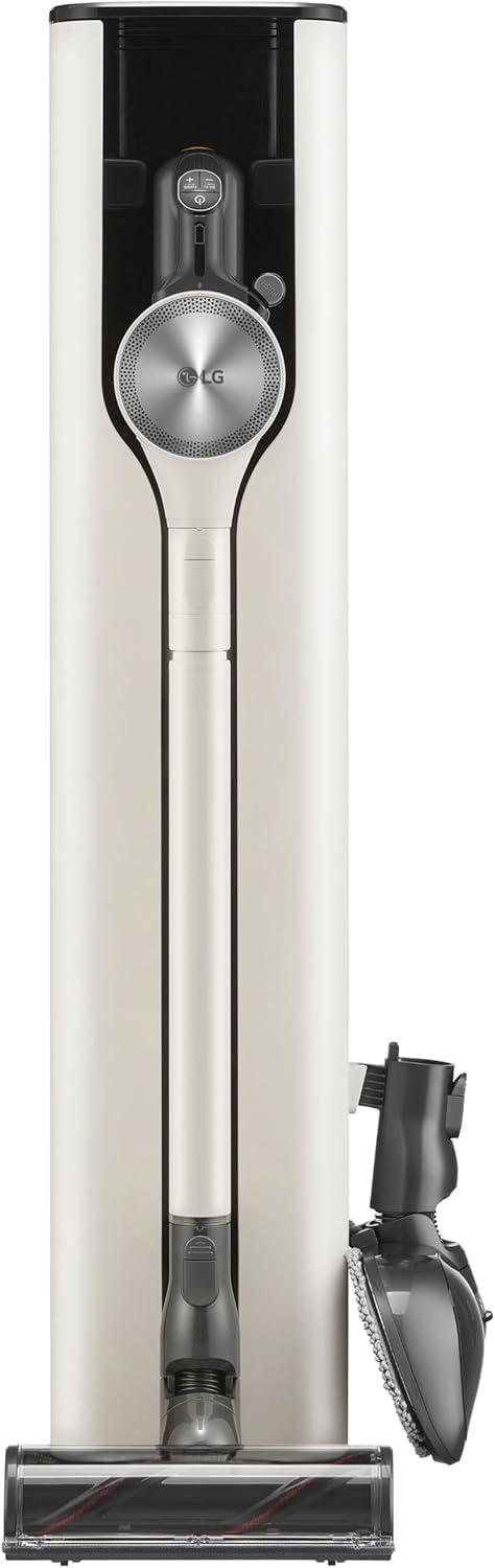 imageLG CordZero A937  Cordless Stick Vacuum Cleaner with AutoEmpty Base 120 Minute Runtime wExtra Rechargeable Battery Dual Floor Max Lightweight Powerful Cleaning for Carpet Hardwood Pet HairSand Beige A939kbgs