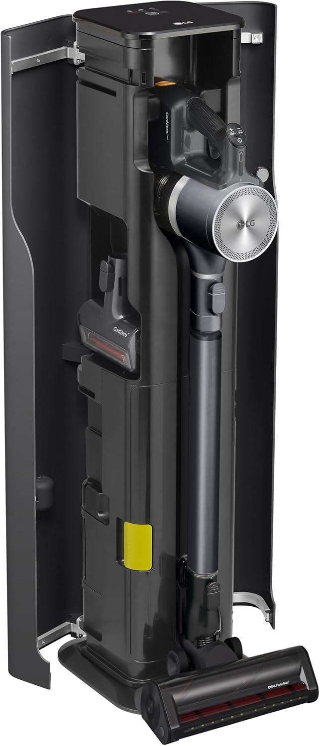 imageLG CordZero A937  Cordless Stick Vacuum Cleaner with AutoEmpty Base 120 Minute Runtime wExtra Rechargeable Battery Dual Floor Max Lightweight Powerful Cleaning for Carpet Hardwood Pet HairIron Grey A937kgms