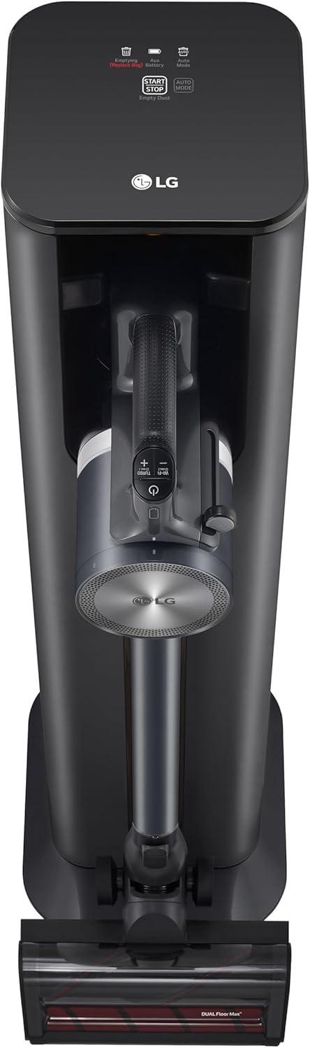 imageLG CordZero A937  Cordless Stick Vacuum Cleaner with AutoEmpty Base 120 Minute Runtime wExtra Rechargeable Battery Dual Floor Max Lightweight Powerful Cleaning for Carpet Hardwood Pet HairIron Grey A937kgms