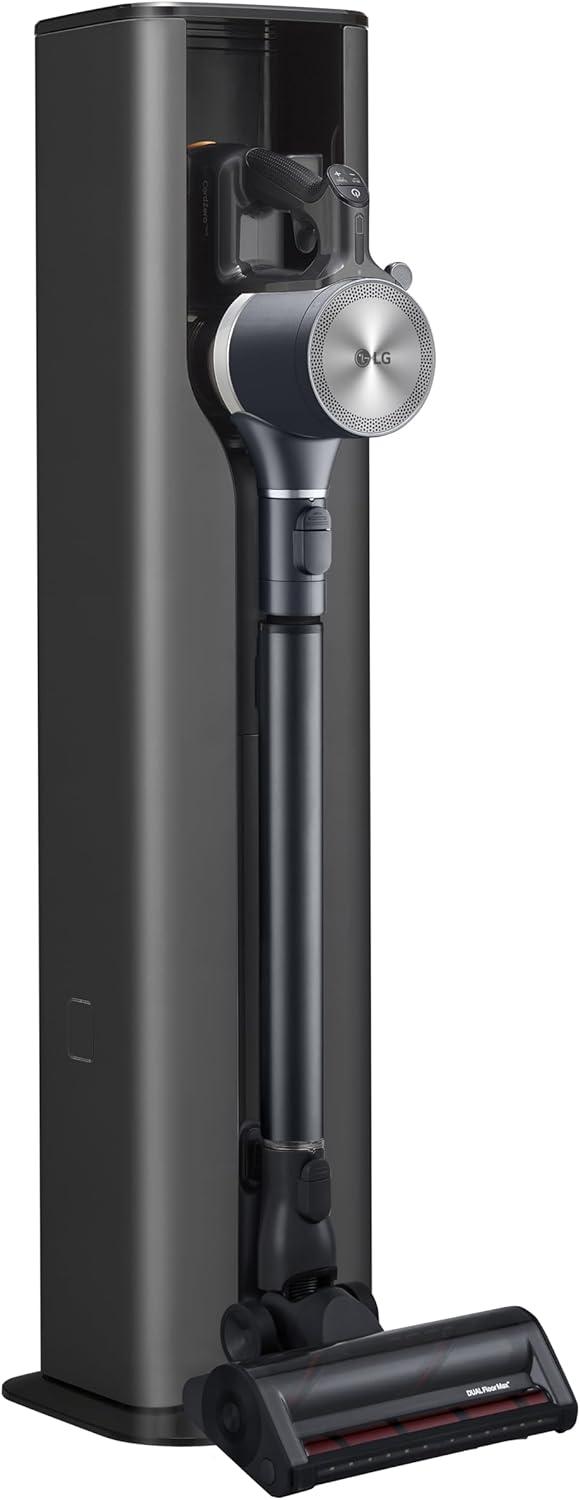 imageLG CordZero A937  Cordless Stick Vacuum Cleaner with AutoEmpty Base 120 Minute Runtime wExtra Rechargeable Battery Dual Floor Max Lightweight Powerful Cleaning for Carpet Hardwood Pet HairIron Grey A937kgms