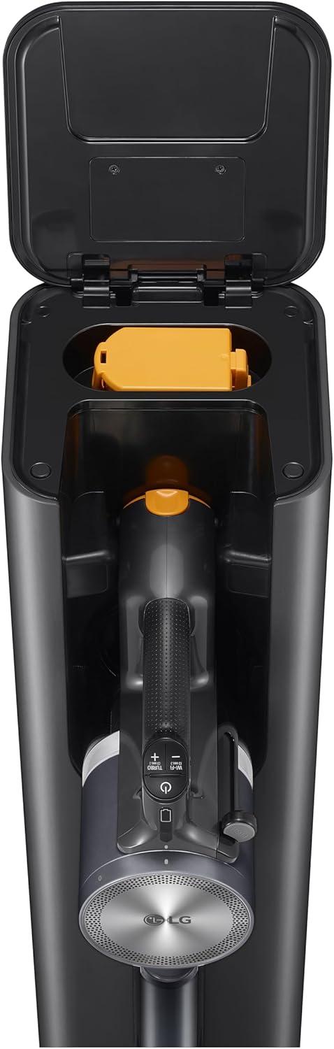 imageLG CordZero A937  Cordless Stick Vacuum Cleaner with AutoEmpty Base 120 Minute Runtime wExtra Rechargeable Battery Dual Floor Max Lightweight Powerful Cleaning for Carpet Hardwood Pet HairIron Grey A937kgms