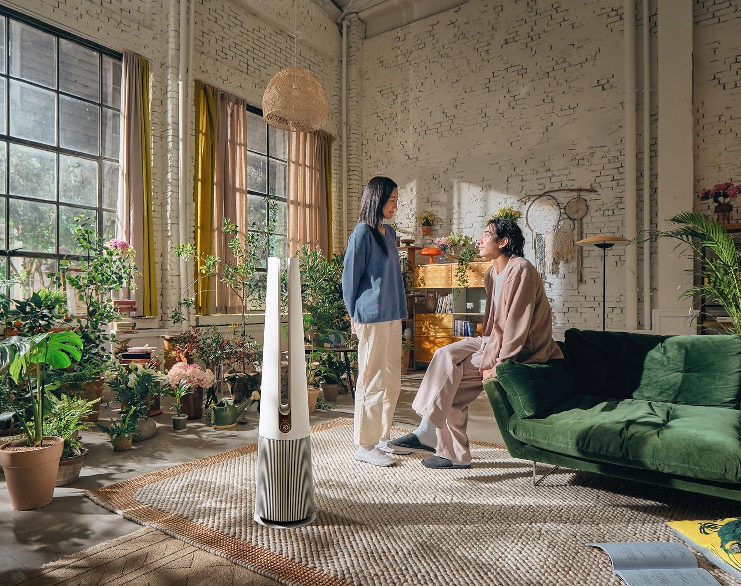 imageLG PuriCare AeroTower Air Purifier Fan for Home Large and Small Room Bedroom with True HEPA Filter Multiple Airflow Options WiFi Air Quality Monitor Low Noise NanoFiberAeroTower NanoFiber