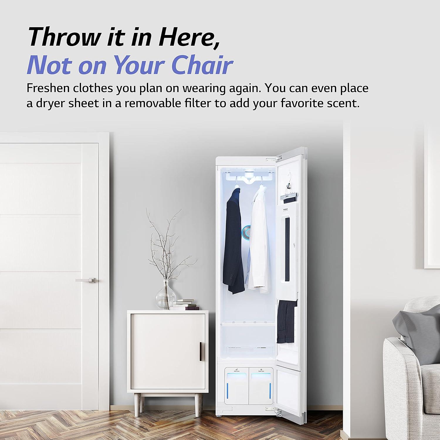 imageLG Styler Steam Closet Clothes Steamer for Garments and Household Item Care WiFi enabled White S3WFBNWhite