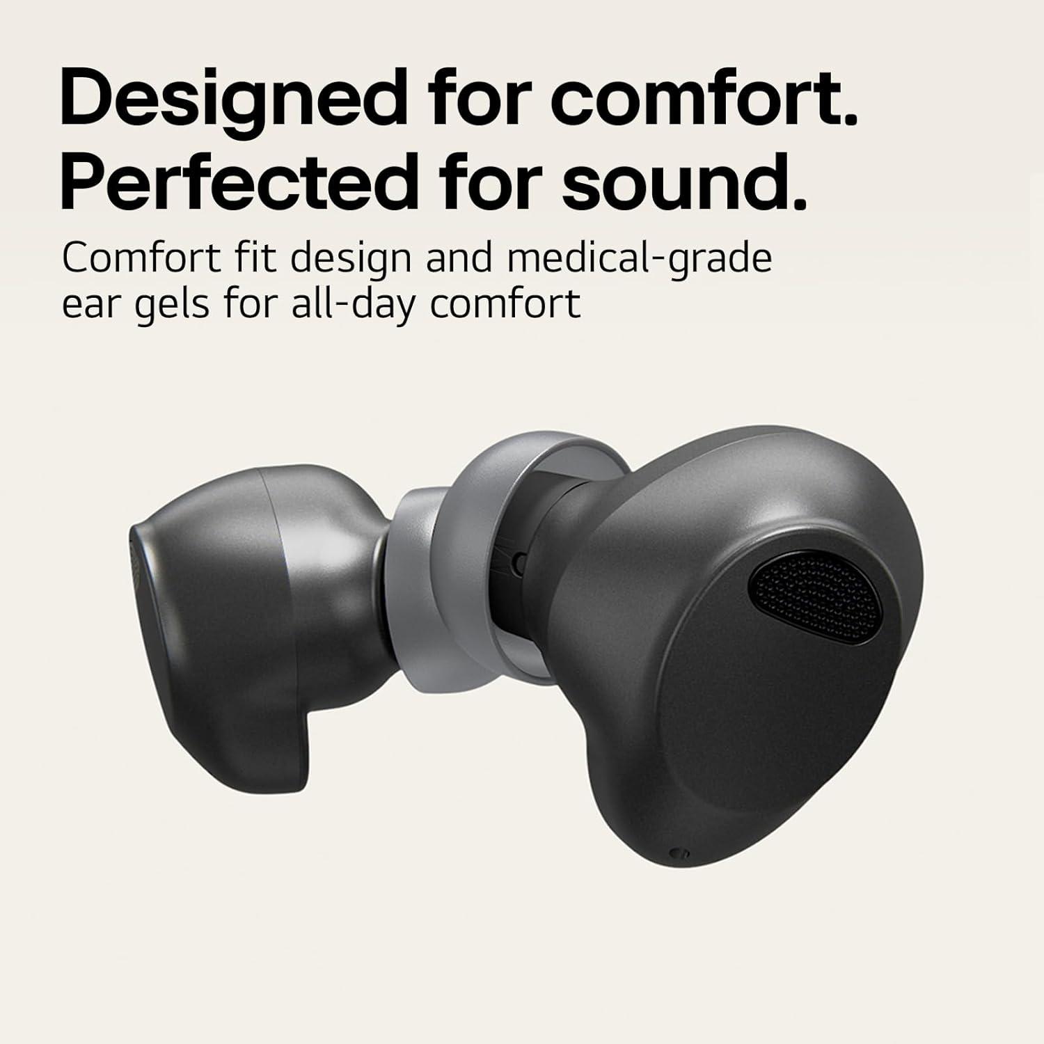 imageLG TONE Free True Wireless Bluetooth Sports Earbuds TF8  with Uvnano Charging Case IP67 Dust and Water Resistance Black SmallBlack T80