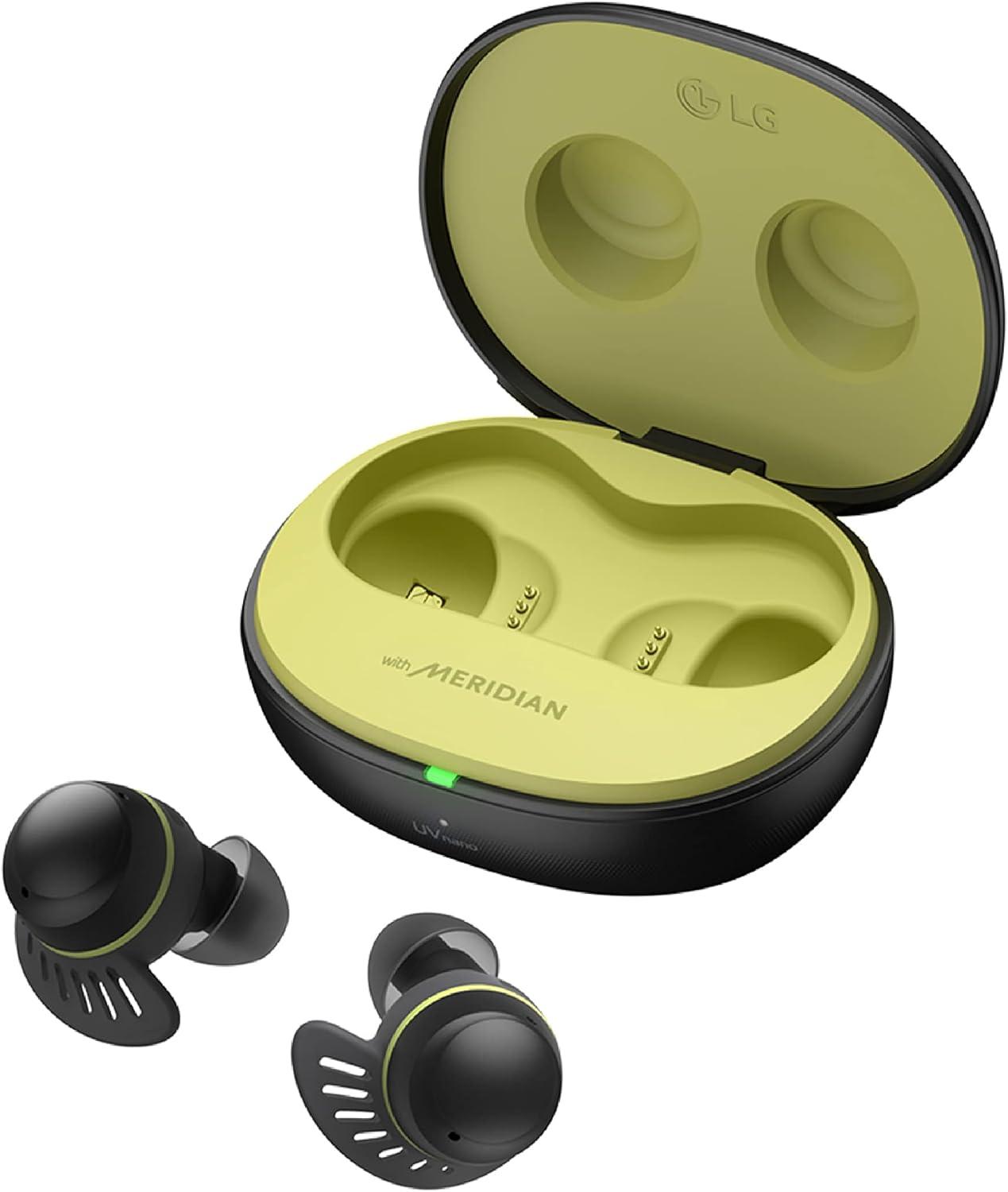 imageLG TONE Free True Wireless Bluetooth Sports Earbuds TF8  with Uvnano Charging Case IP67 Dust and Water Resistance Black SmallBlack TF8