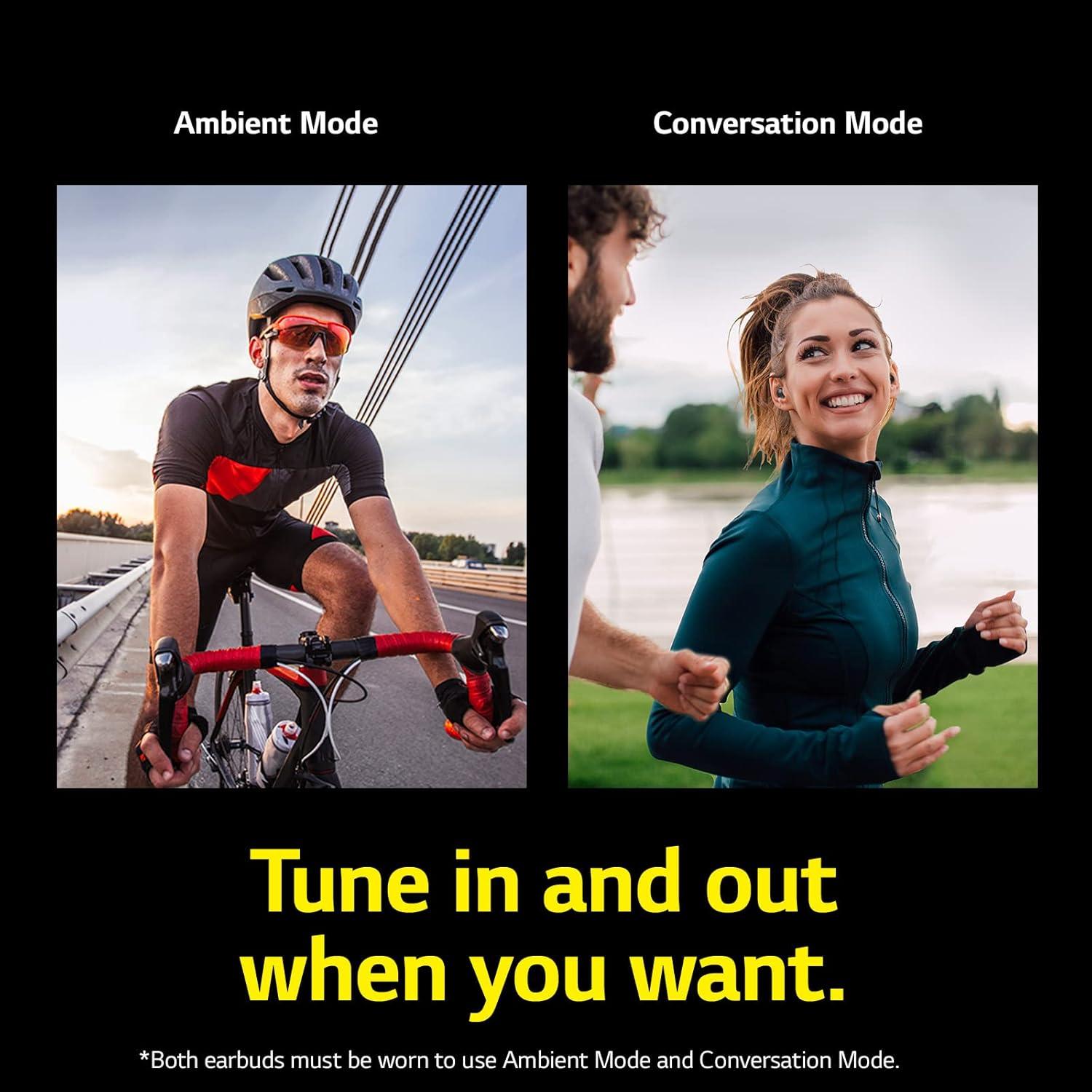 imageLG TONE Free True Wireless Bluetooth Sports Earbuds TF8  with Uvnano Charging Case IP67 Dust and Water Resistance Black SmallBlack TF8