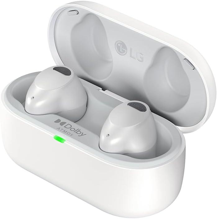 imageLG TONE Free True Wireless Bluetooth Sports Earbuds TF8  with Uvnano Charging Case IP67 Dust and Water Resistance Black SmallWhite T80