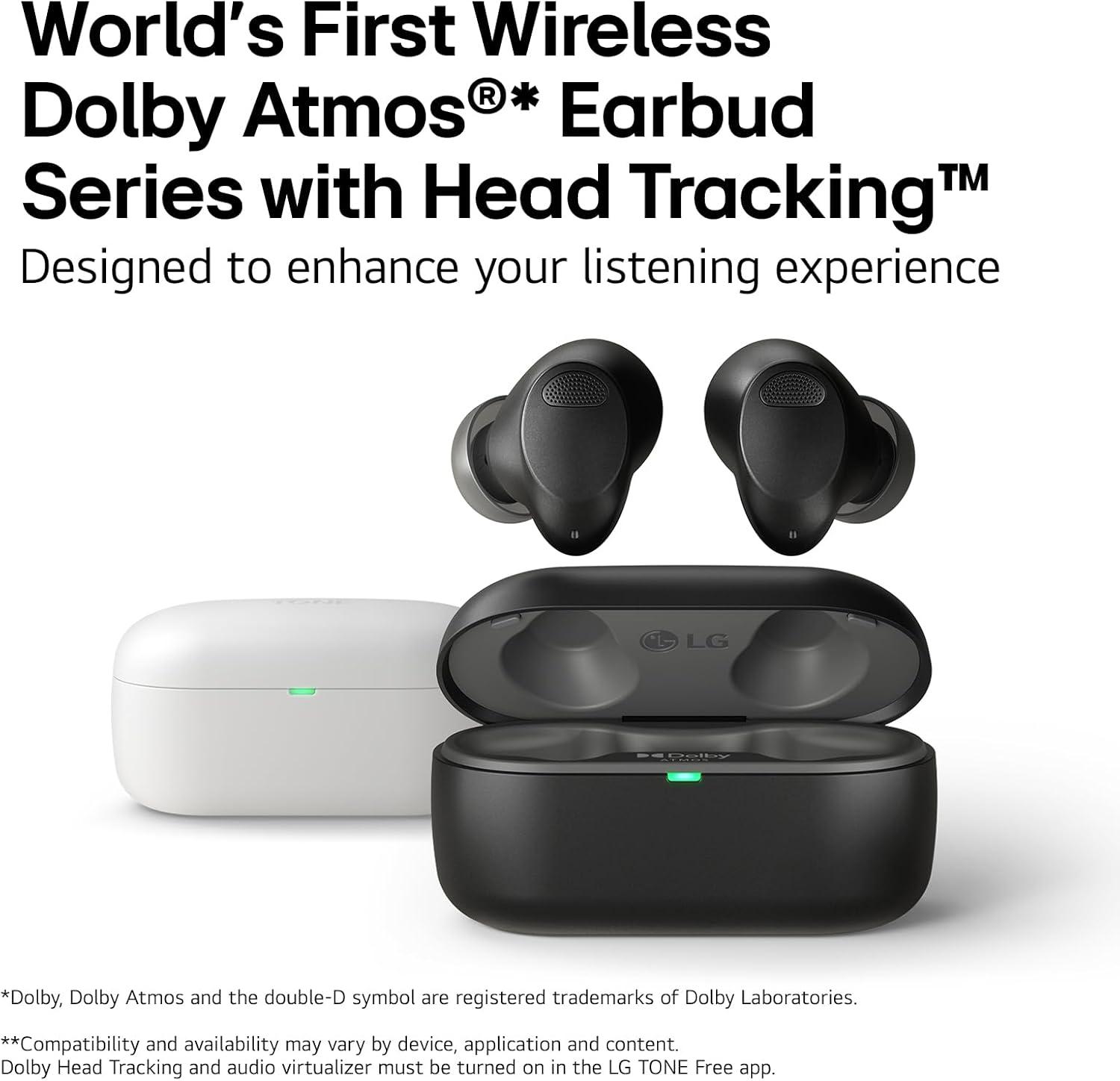 imageLG TONE Free True Wireless Bluetooth Sports Earbuds TF8  with Uvnano Charging Case IP67 Dust and Water Resistance Black SmallWhite T80