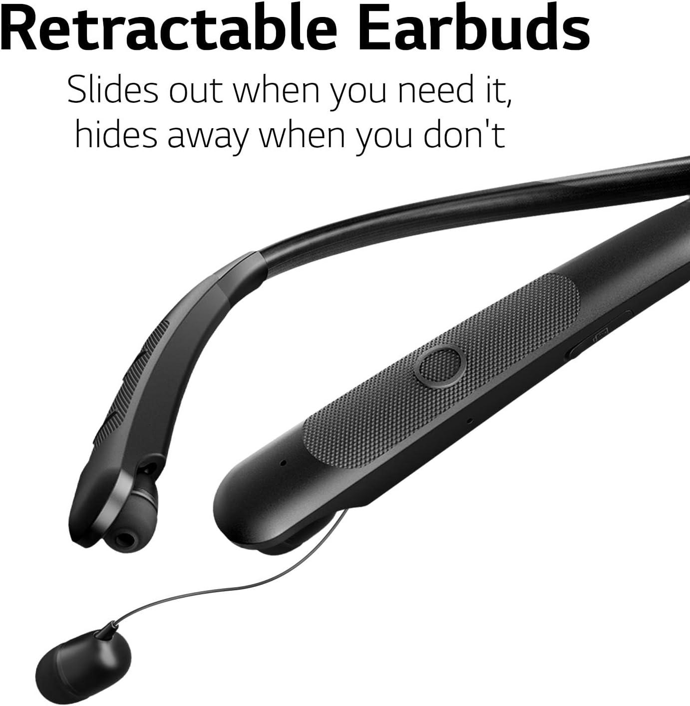 imageLG TONE Wireless Stereo Headset with Retractable Earbuds NP3 Black Small