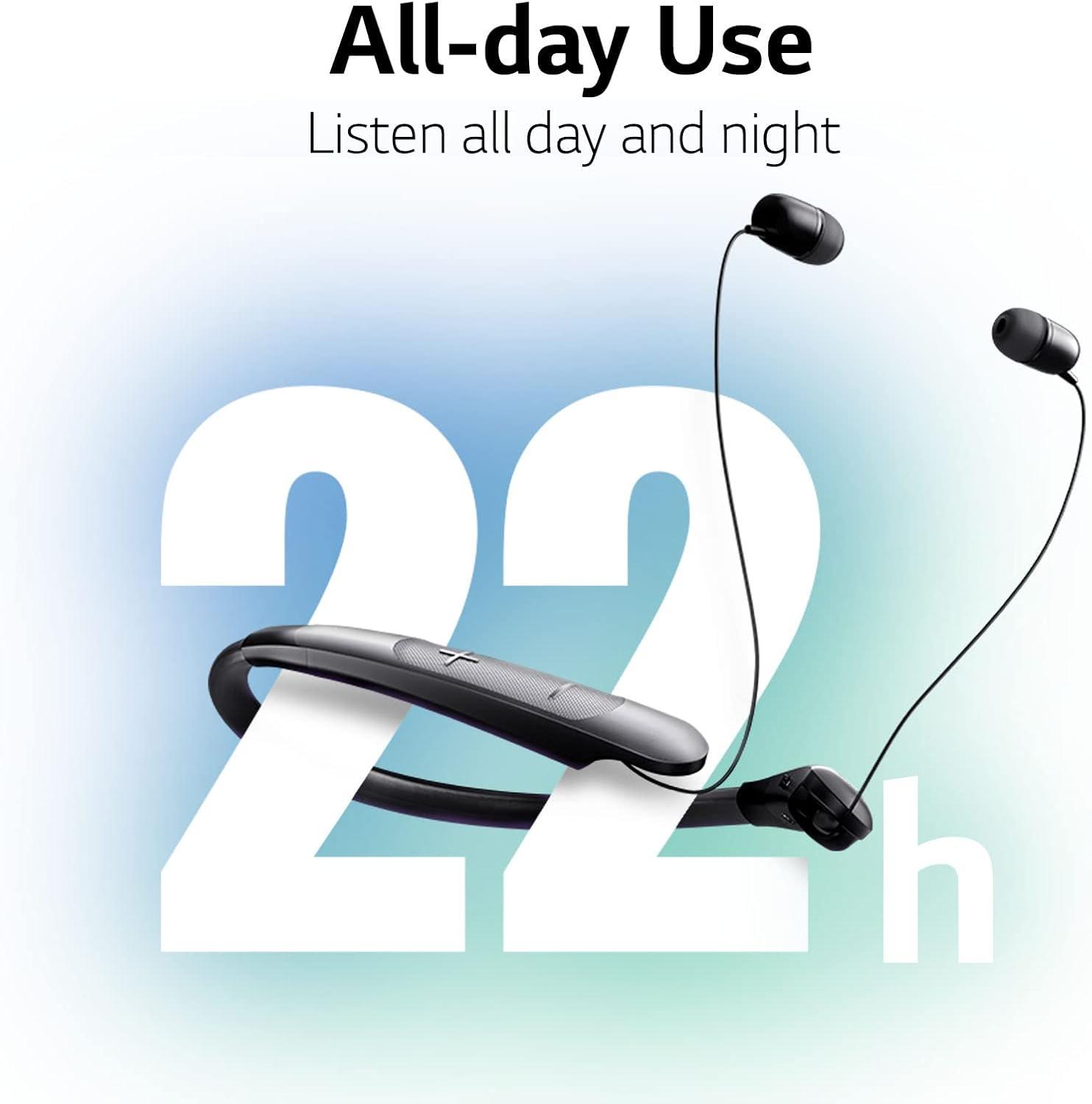 imageLG TONE Wireless Stereo Headset with Retractable Earbuds NP3 Black Small