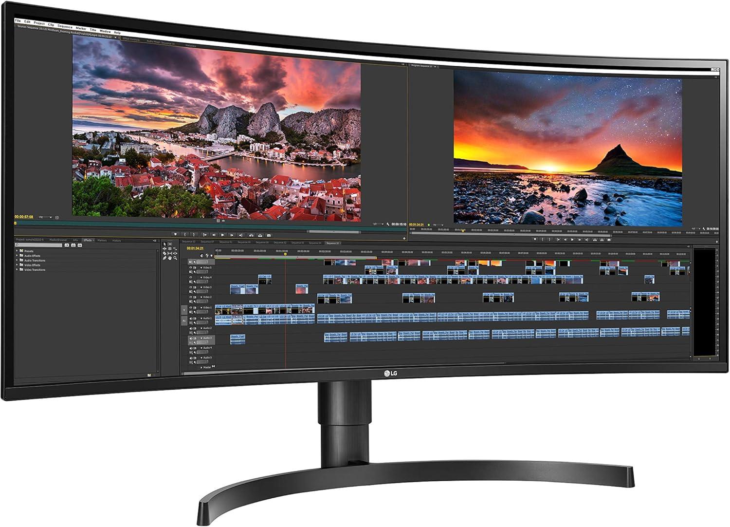 imageLG UltraWide QHD 34Inch Curved Computer Monitor 34WQ73AB IPS with HDR 10 Compatibility BuiltInKVM and USB TypeC BlackPower Delivery  60W