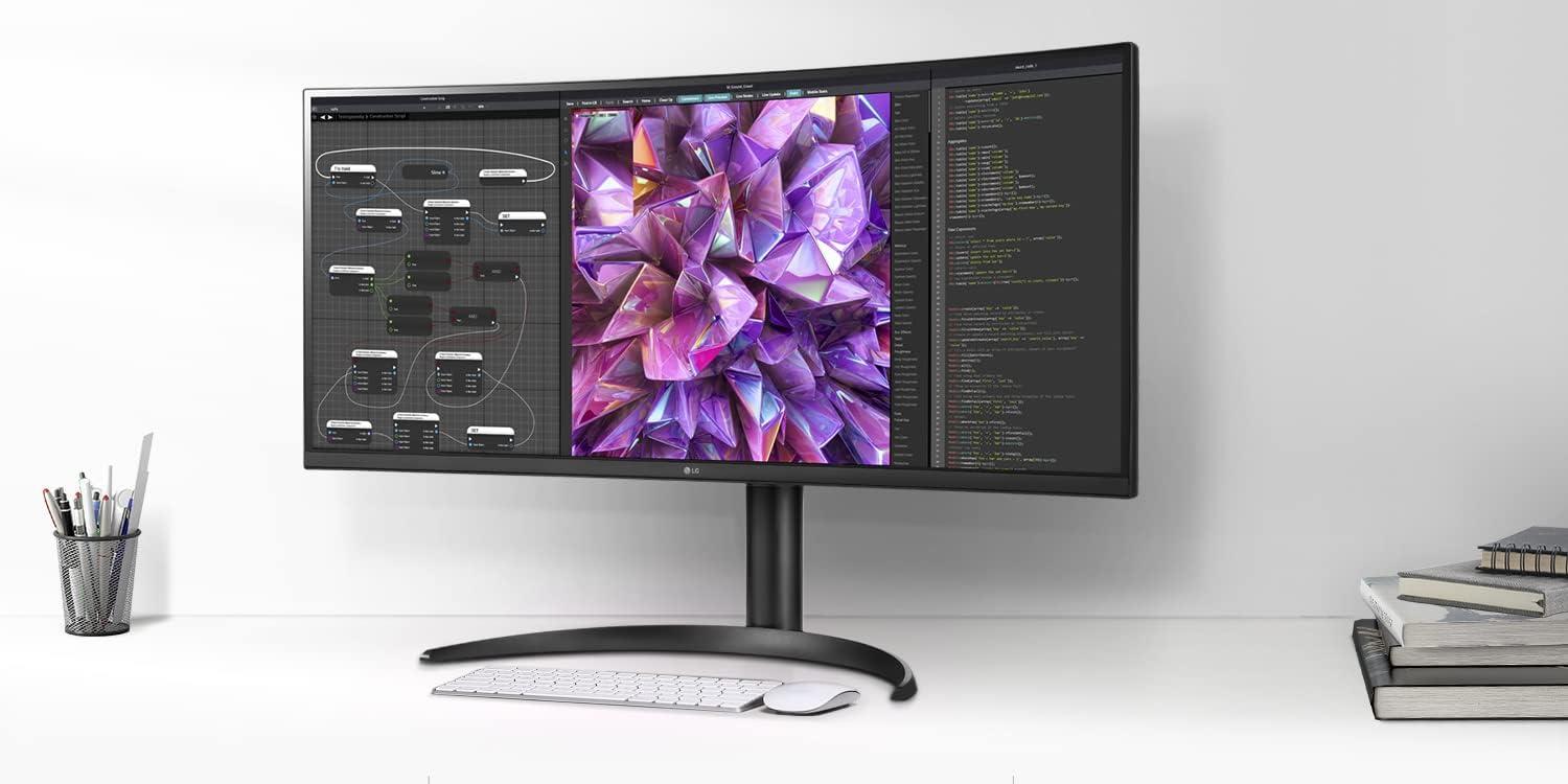 imageLG UltraWide QHD 34Inch Curved Computer Monitor 34WQ73AB IPS with HDR 10 Compatibility BuiltInKVM and USB TypeC BlackPower Delivery  90W