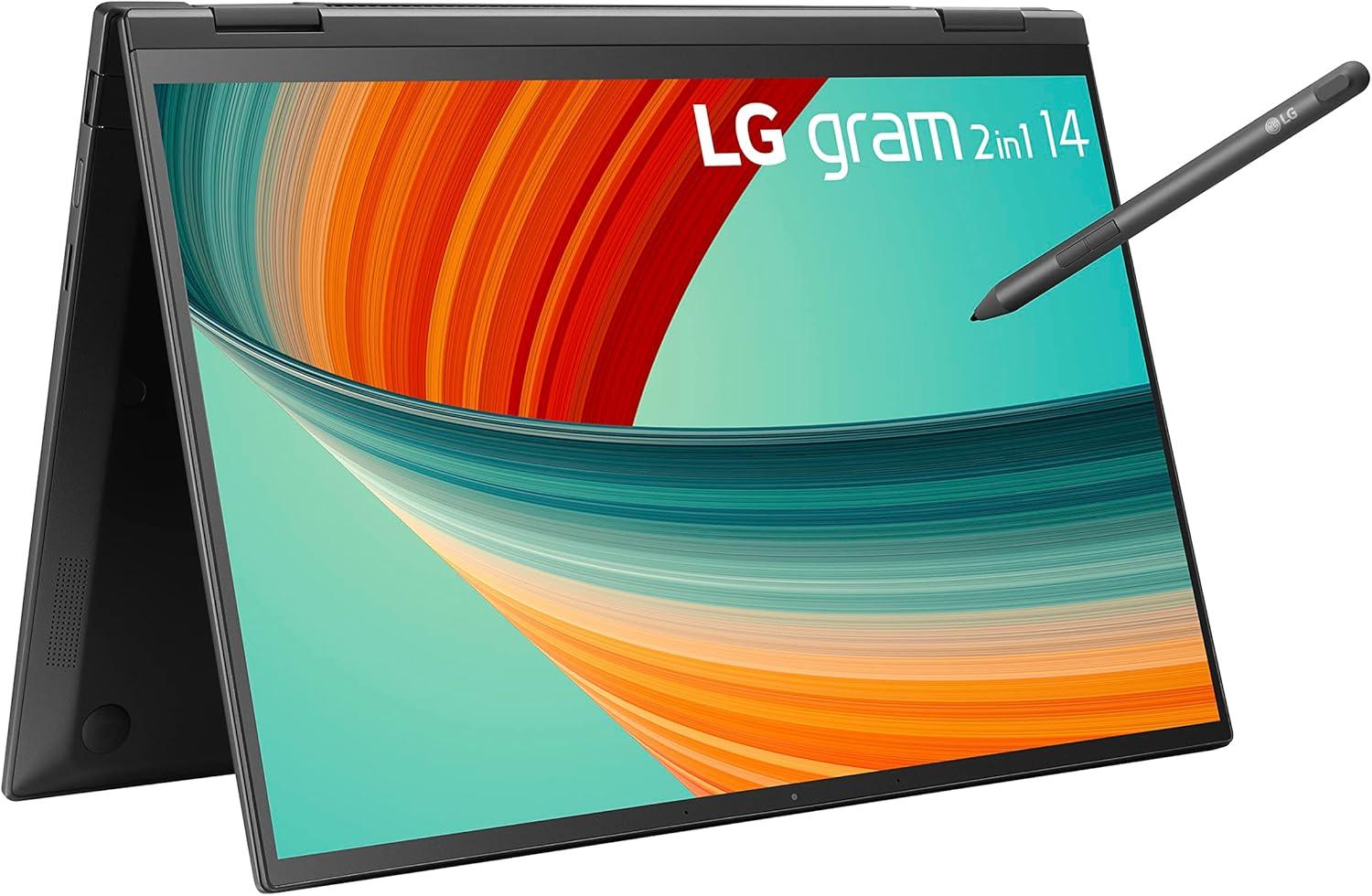 imageLG gram 14 2in1 Lightweight Laptop Intel 13th Gen Core i7 Evo Platform Windows 11 Home 32GB RAM 1TB SSD BlackBlack