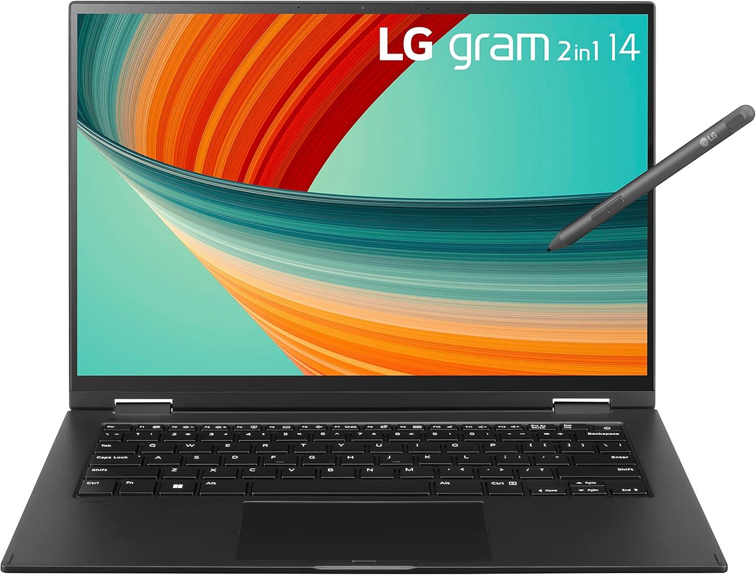 imageLG gram 14 2in1 Lightweight Laptop Intel 13th Gen Core i7 Evo Platform Windows 11 Home 32GB RAM 1TB SSD BlackBlack
