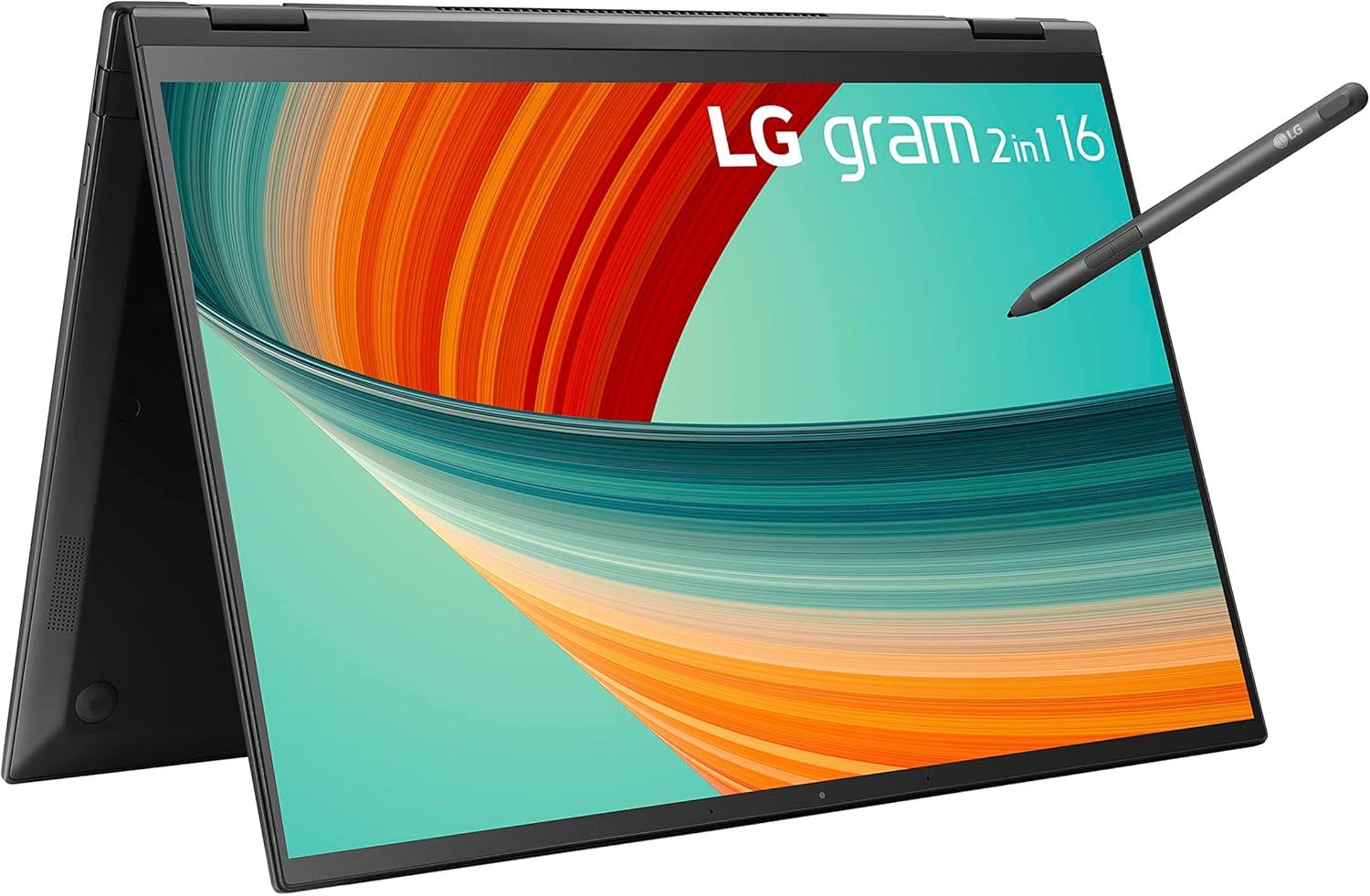 imageLG gram 16 2in1 Lightweight Laptop Intel 13th Gen Core i7 Evo Platform Windows 11 Home 16GB RAM 512GB SSD BlackBlack