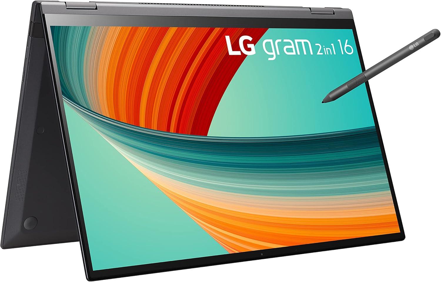 imageLG gram 16 2in1 Lightweight Laptop Intel 13th Gen Core i7 Evo Platform Windows 11 Home 16GB RAM 512GB SSD BlackGray