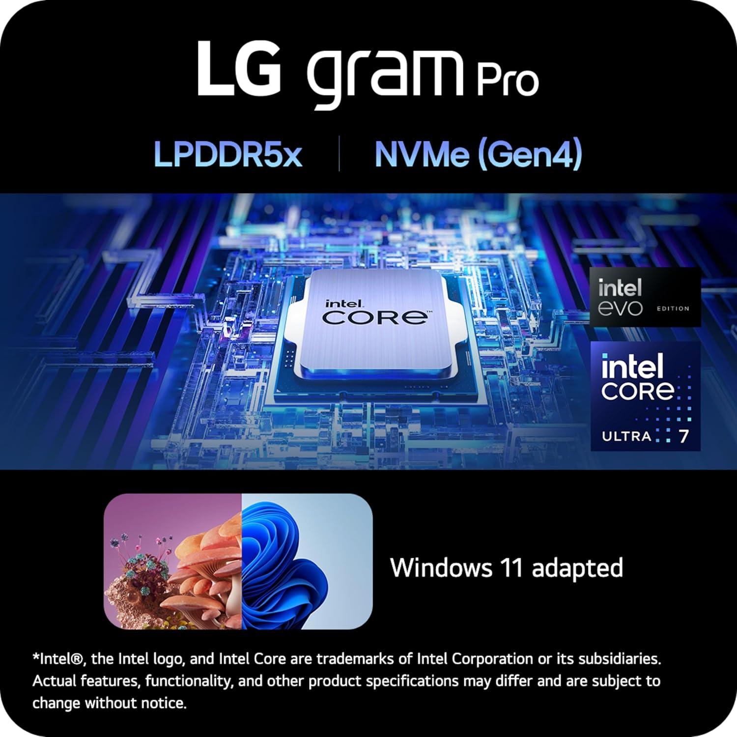 imageLG gram 17 Lightweight Laptop Intel 13th Gen Core i7 Evo Platform Windows 11 Home NVIDIA RTX3050 4GB GPU 32GB RAM 2TB SSD BlackIntel Ultra 7