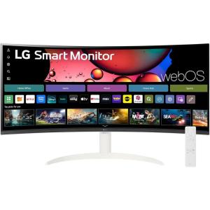 imageLG 34SR60QCW 34inch QHD 3440x1440 Curved Smart Monitor with Streaming UltraWide Screen webOS HDR10 100Hz Builtin Speaker AirPlay2 Screen Share Bluetooth ThinQ App White