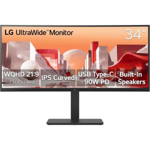 imageLG 34U65ZAB UltraWide 34Inch 3800R Curved Monitor QHD 3440 x 1440 IPS Builtin Power 3800R HDR10 HDMI DisplayPort USB TypeC 90W PD Builtin Speaker TiltHeightSwivel Stand Black