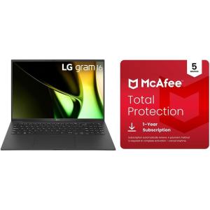 imageLG gram 16inch Thin and Lightweight Laptop Windows 11 Home AIEnabled Intel Evo Edition Powered by Intel Core Ultra7Series 2 255H Processor 16GB RAM 1TB SSD Obsidian BlackUltra7 with McAfee AntiVirus