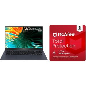 imageLG gram SuperSlim156 OLED Laptop Intel 13th Gen Core i7 Evo Platform Windows 11 Home 32GB RAM 2TB SSD Neptune BlueIntel Ultra 7 with McAfee AntiVirus