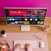 imageLG 27SR50FP Smart Monitor 27Inch FHD 1920x1080 IPS Display webOS 23 HDR 10 x2 Builtin Speakers AirPlay 2 Screen Share Bluetooth ThinQ App Remote Control PinkPink