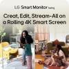 imageLG Smart Monitor Swing 32U889SAW 32Inch 4K UHD 3840x2160 IPS Touchscreen on a Fully Adjustable Wheeled Base HDR10 webOS Builtin Speaker HDMI USB TypeC TiltHeightSwivelPivot Stand White