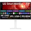 imageLG 27SR75UW 27 inch 4K UHD 3840x2160 IPS HDR10 USB TypeC 65W PD Smart Monitor webOS 23 AirPlay Screen Share Bluetooth ThinQ App Builtin Speaker HDMI White27U730SAW