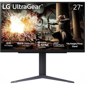 imageLG 27GS75QB 27inch Ultragear QHD 2560x1440 Gaming Monitor 180Hz OC 200Hz 1ms IPS NVIDIA GSYNC Compatible AMD FreeSync HDR10 TiltHeightPivot Stand HDMI DisplayPort Black27 inch