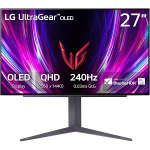 imageLG 27GS93QE 27inch Ultragear OLED Gaming Monitor QHD 1440p 240Hz 003ms DisplayHDR True Black 400 AMD FreeSync Premium Pro NVIDIA GSync HDMI 21 DisplayPort TiltHeightPivot Stand Black