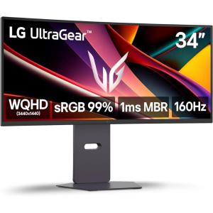 imageLG 34G600AB 34inch Ultragear WQHD 3440 x 1440 Curved Gaming Monitor 160Hz AMD FreeSync Premium HDR10 Builtin Speaker Reader Mode HDMI 21 DisplayPort TiltHeightPivot Stand BlackPivot Stand