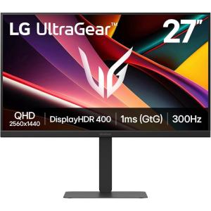 imageLG 27G640AB 27inch Ultragear QHD 2560 x 1440 IPS Gaming Monitor 300Hz 1ms NVIDIA GSync AMD FreeSync Premium VESA DisplayHDR 400 HDMI 21 USB TypeC TiltHeightSwivelPivot Stand Black
