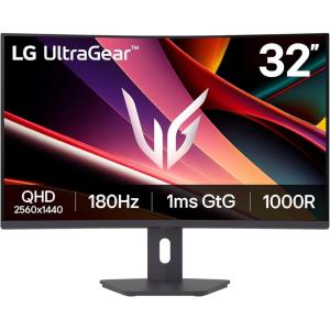 imageLG 32G600AB 32inch Ultragear QHD 2560 x 1440 Curved Gaming Monitor 180Hz 1ms AMD FreeSync HDMI DisplayPort TiltHeightSwivel Adjustable Stand Black32G600ABAUSQ