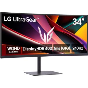 imageLG 34G630AB 34Inch Ultragear WQHD 3440 x 1440 Curved Gaming Monitor 240Hz 1ms FreeSync Premium DisplayHDR 400 Builtin Speaker HDMI DisplayPort USB TypeC TiltHeightSwivel Stand Black