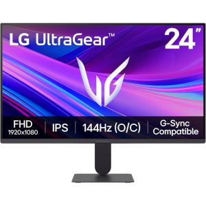 imageLG 24G411AB 24inch Ultragear Full HD 1920 x 1080 IPS Gaming Monitor 144Hz OC 1ms MBR NVIDIA GSync Compatible AMD FreeSync HDR10 HDMI DisplayPort Slim Stand Black